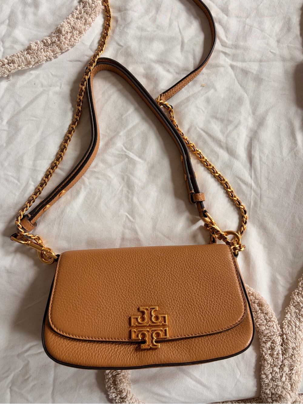 Tory Burch Kira Small Convertible Shoulder Bag in Tan